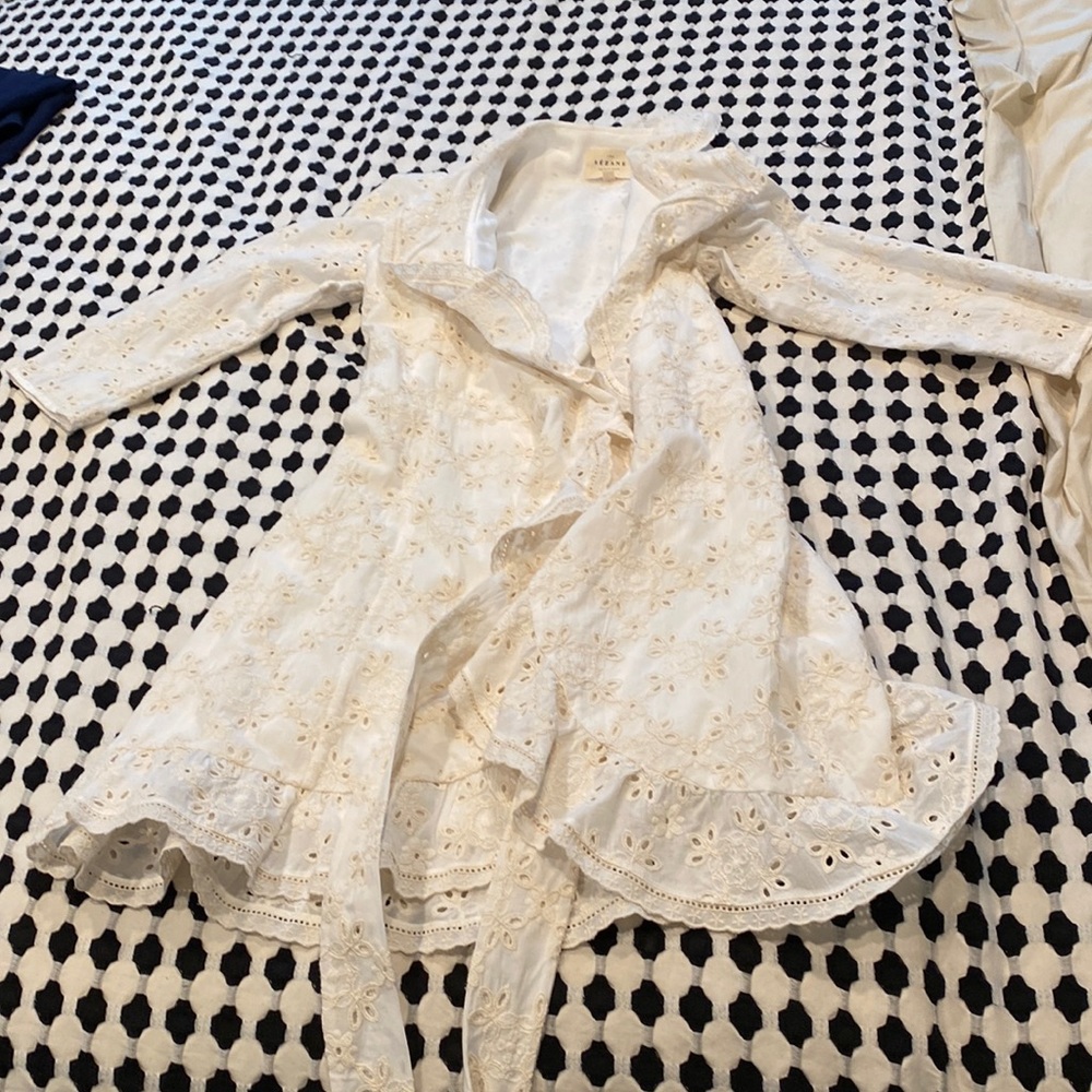 Sezane Cream long sleeve wrap dress